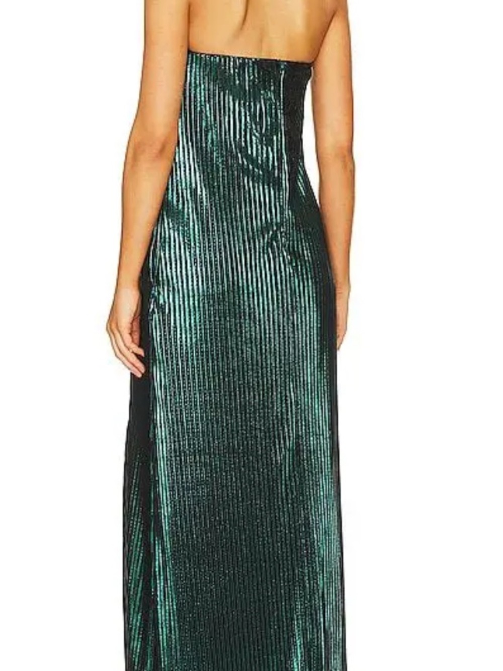 House of Harlow 1960 Strapless Emerald Green Pleated Maxi Dress with Side Slit - Picture 3 of 8